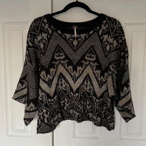 Free People black geometric patterned sweater